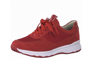 Rode lage sneaker van Jana Softline, H-breedte, vetersluiting - €59.95