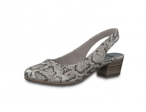 Jana Softline "slingback" lage schoen, blokhakje 3 cm, lichtgrijs imitatieleer met snake print, H-breedte (extra breed) - €49.95