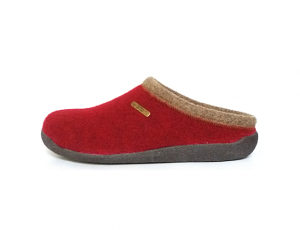 Pantoffel van Skiss in wijnrode textiel, uitneembaar voetbed, zeer comfortabel - €50.00