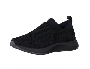 Slip-on sneaker van Fashletics by Tamaris, zwarte textiel (mesh), uitneembare binnenzool, ultralicht en 100% comfort - €49.95 