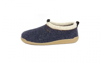 Gesloten pantoffel van Skiss in blauwe textiel, uitneembaar voetbed, zeer comfortabel - €55.00